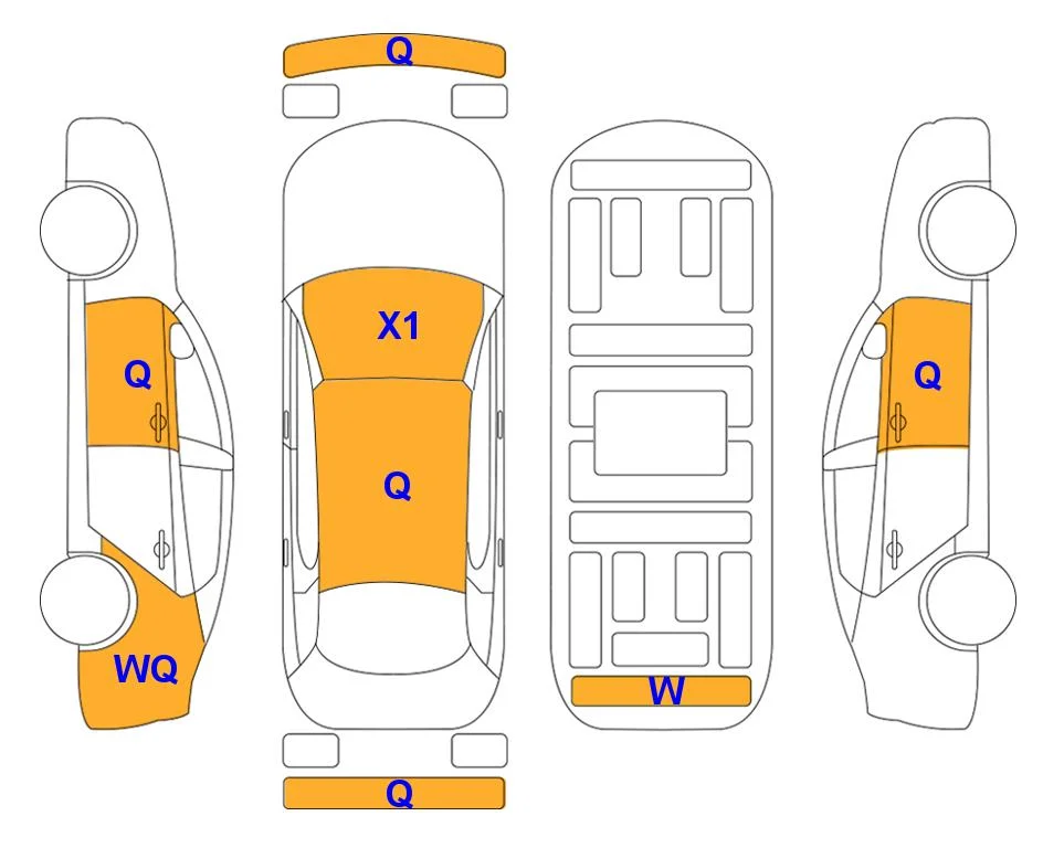 Схема кузова с отметками аукциона Lotte Auto Auction