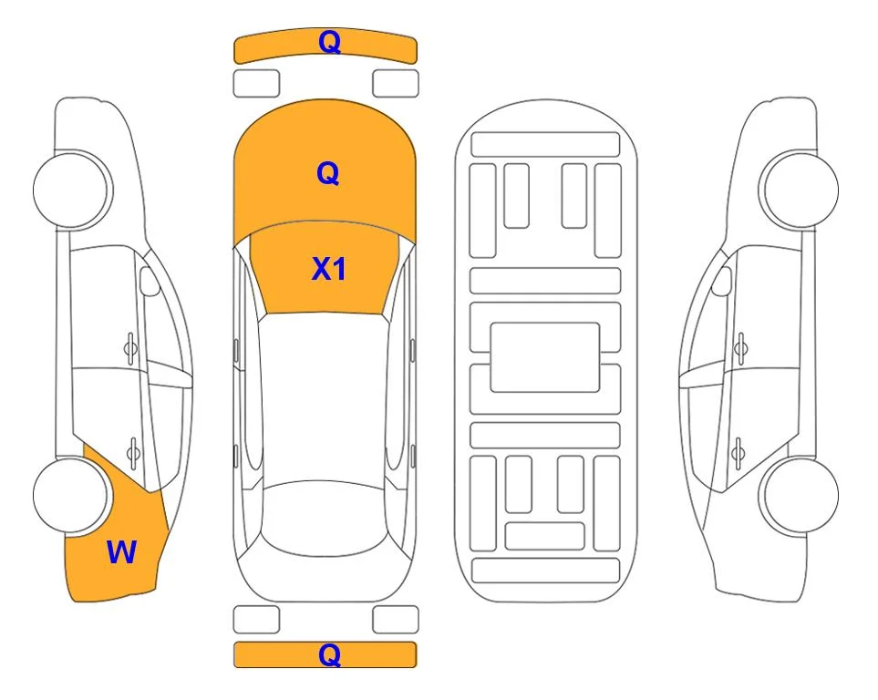 Схема кузова с отметками аукциона Lotte Auto Auction