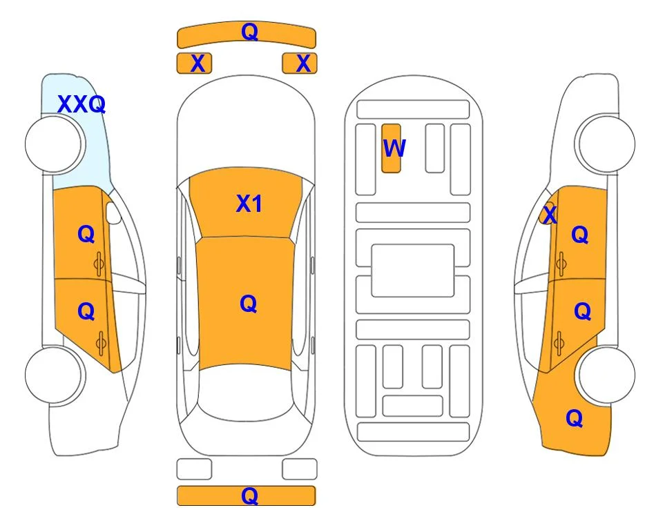 Схема кузова с отметками аукциона Lotte Auto Auction