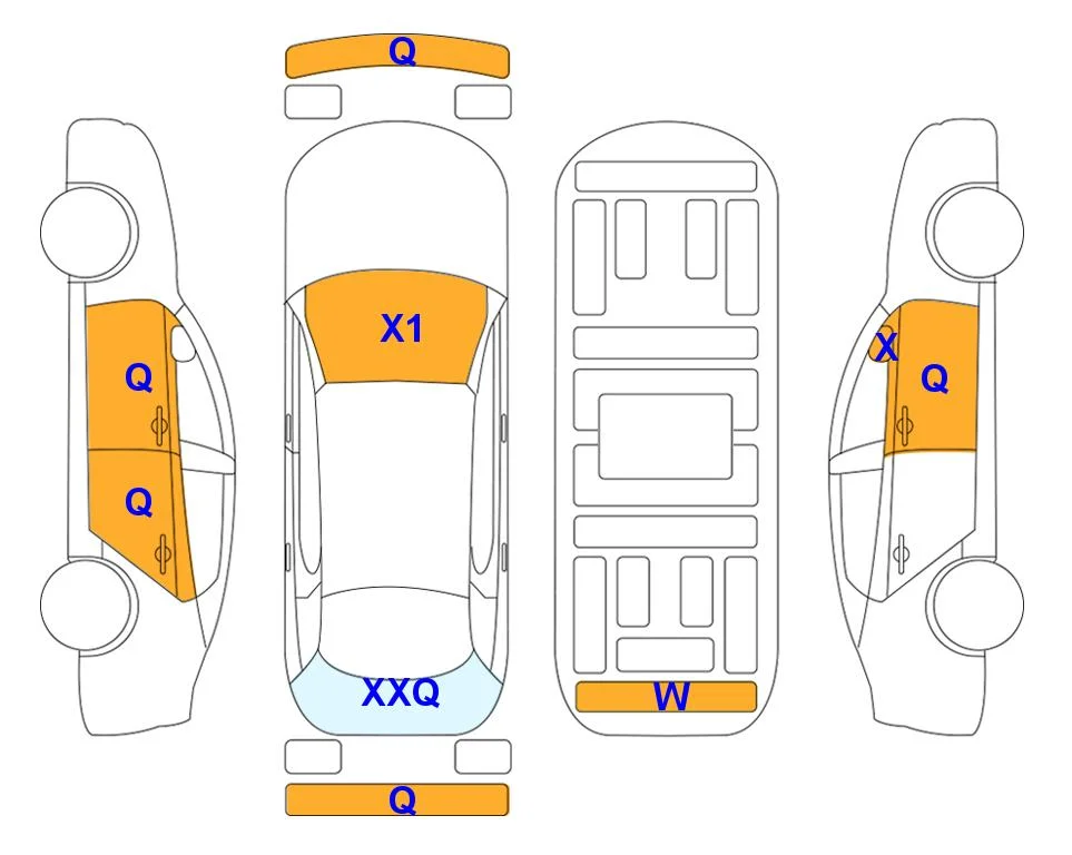 Body diagram with the marks of Lotte Auto Auction