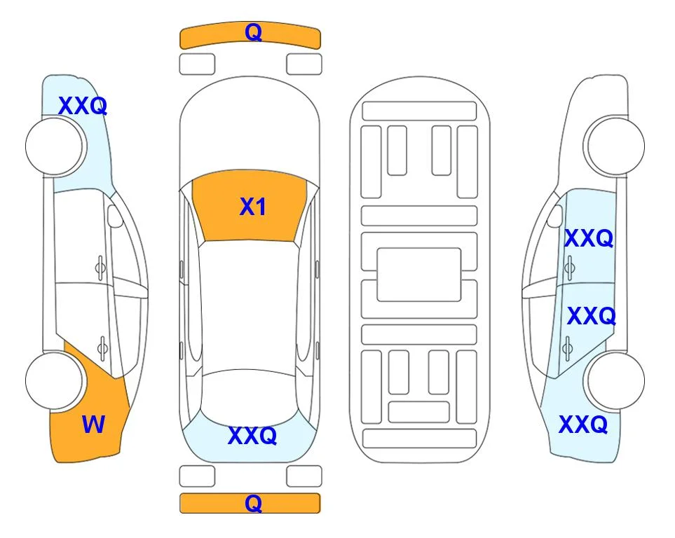 Схема кузова с отметками аукциона Lotte Auto Auction