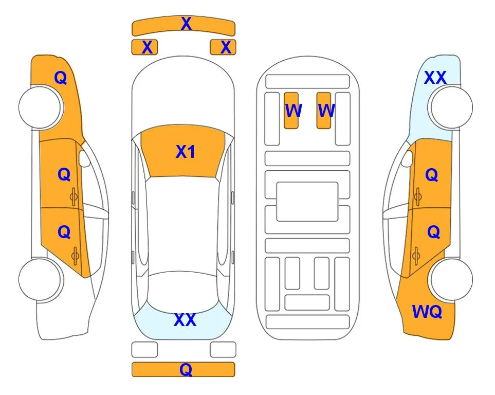 Схема кузова с отметками аукциона Lotte Auto Auction
