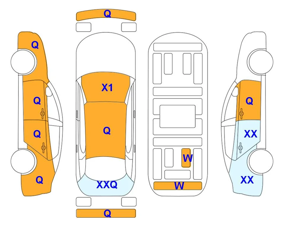 Схема кузова с отметками аукциона Lotte Auto Auction