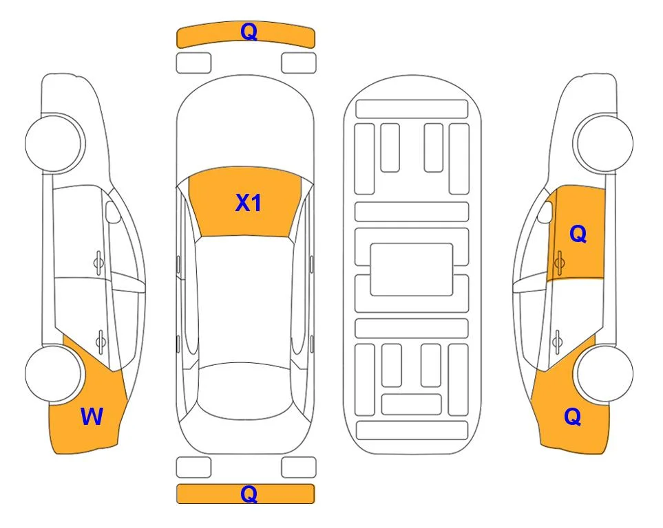 Body diagram with the marks of Lotte Auto Auction