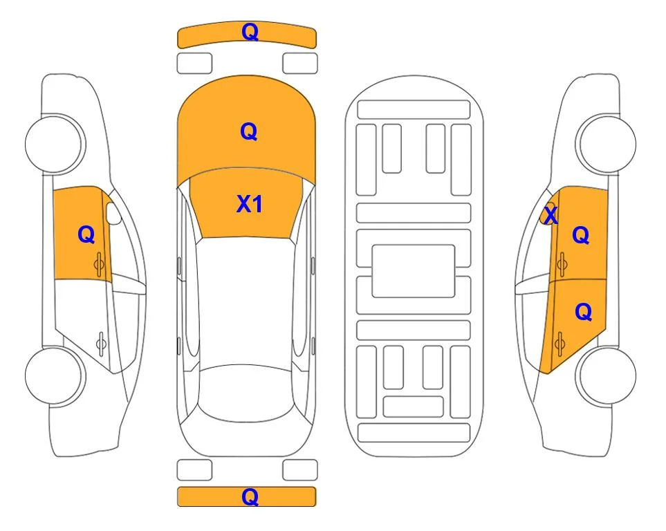 Схема кузова с отметками аукциона Lotte Auto Auction