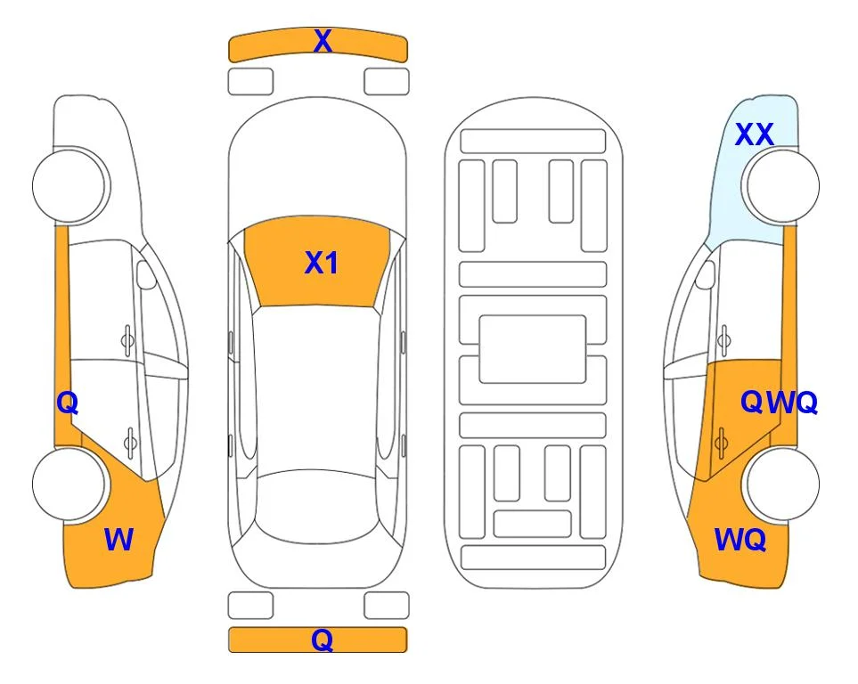 Схема кузова с отметками аукциона Lotte Auto Auction