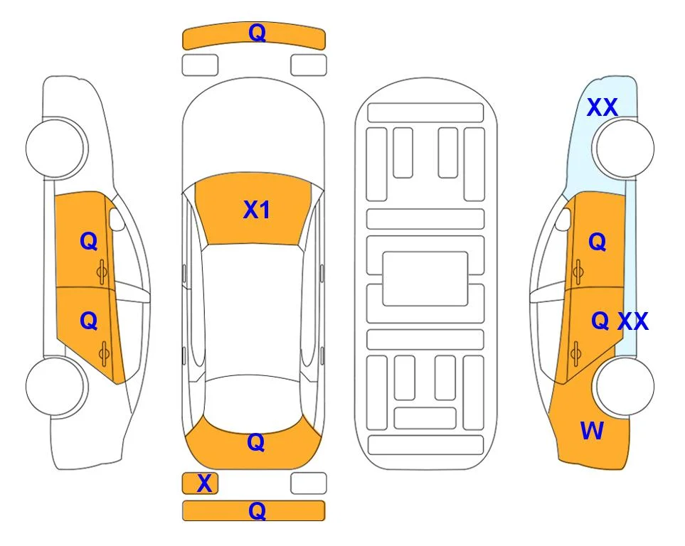 Схема кузова с отметками аукциона Lotte Auto Auction