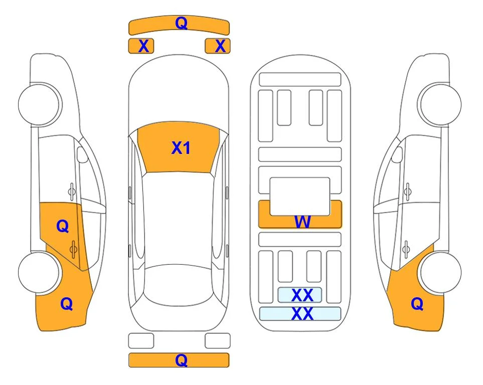 Схема кузова с отметками аукциона Lotte Auto Auction