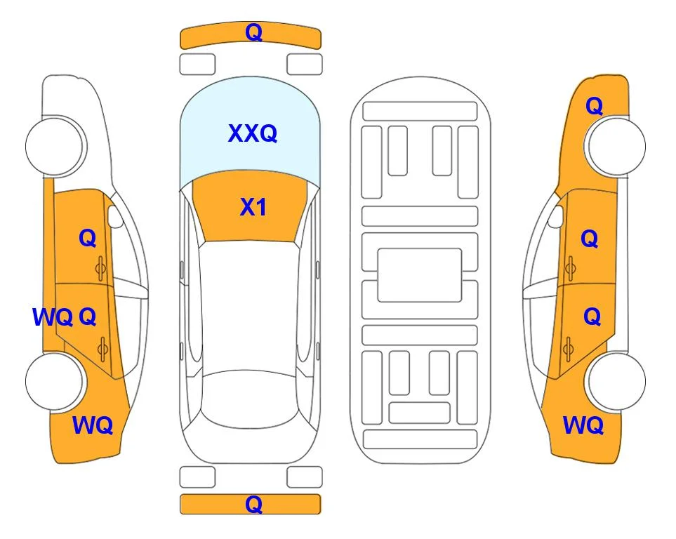 Схема кузова с отметками аукциона Lotte Auto Auction