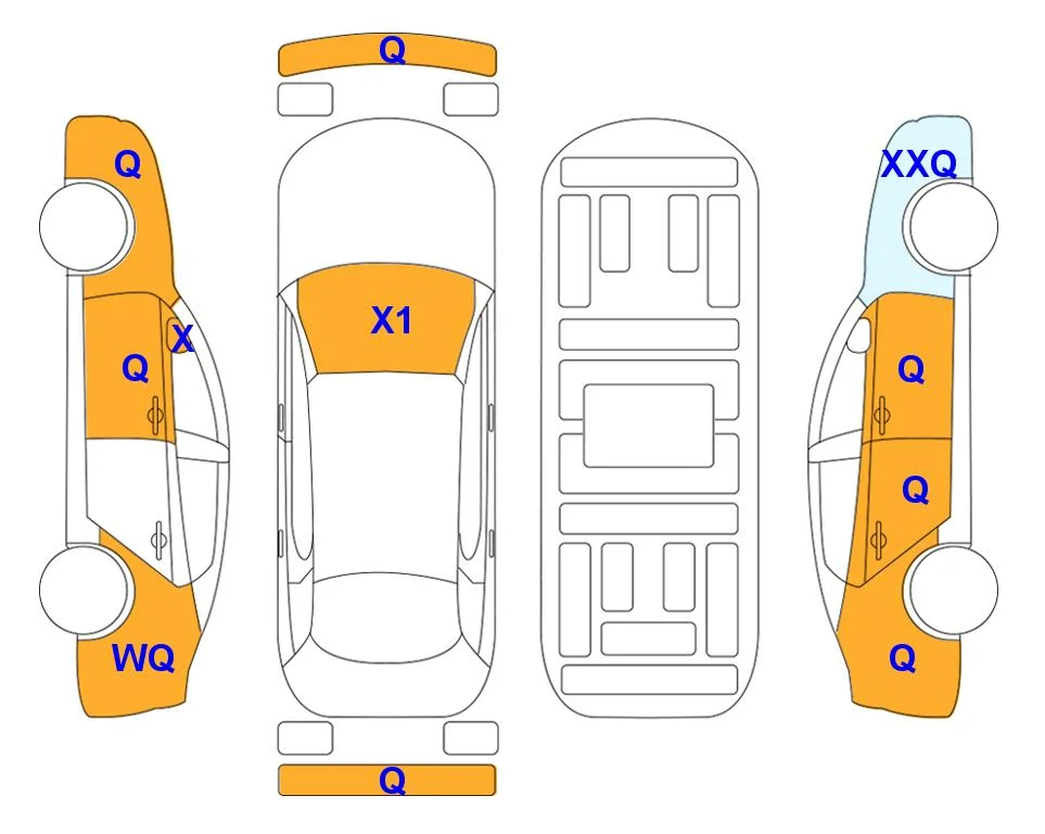 Схема кузова с отметками аукциона Lotte Auto Auction