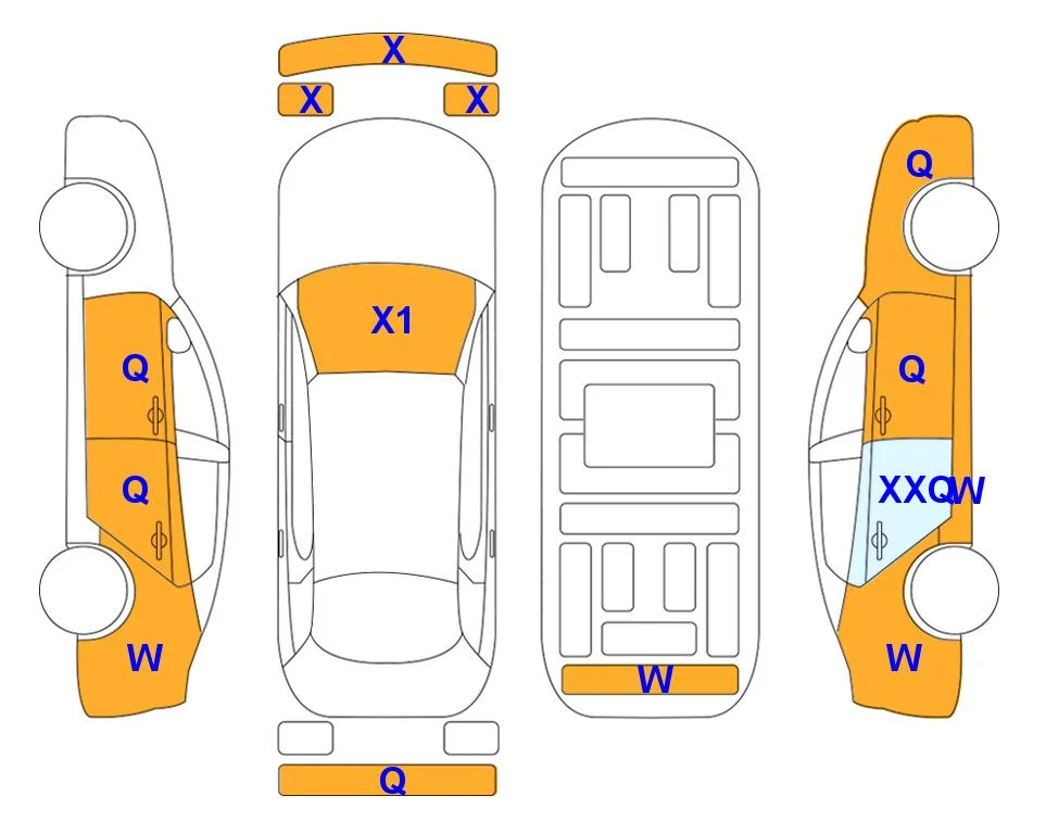 Схема кузова с отметками аукциона Lotte Auto Auction