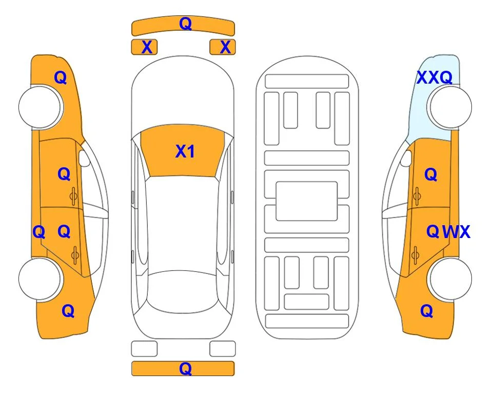Схема кузова с отметками аукциона Lotte Auto Auction