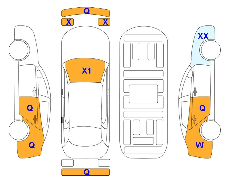 Схема кузова с отметками аукциона Lotte Auto Auction