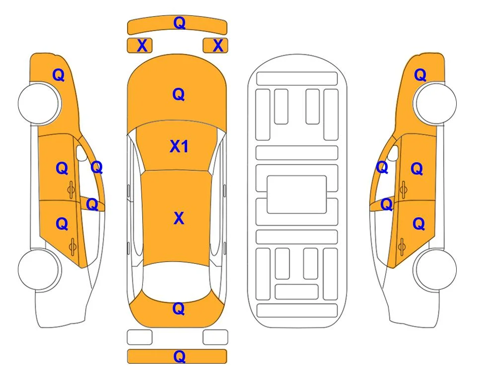 Схема кузова с отметками аукциона Lotte Auto Auction