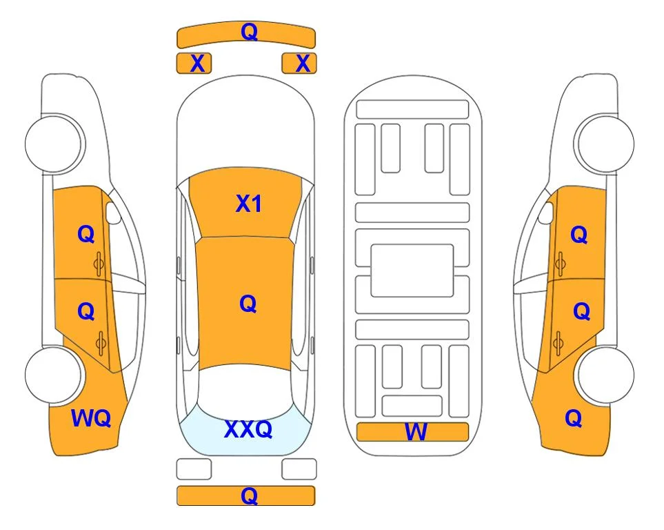 Схема кузова с отметками аукциона Lotte Auto Auction