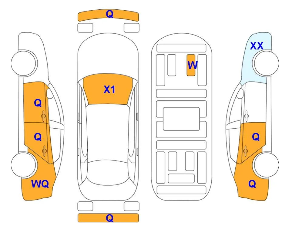 Схема кузова с отметками аукциона Lotte Auto Auction