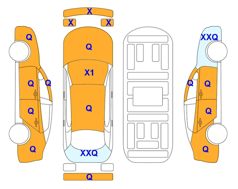 Схема кузова с отметками аукциона Lotte Auto Auction