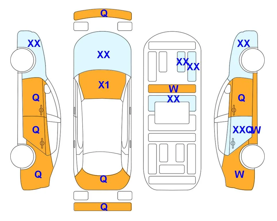 Схема кузова с отметками аукциона Lotte Auto Auction