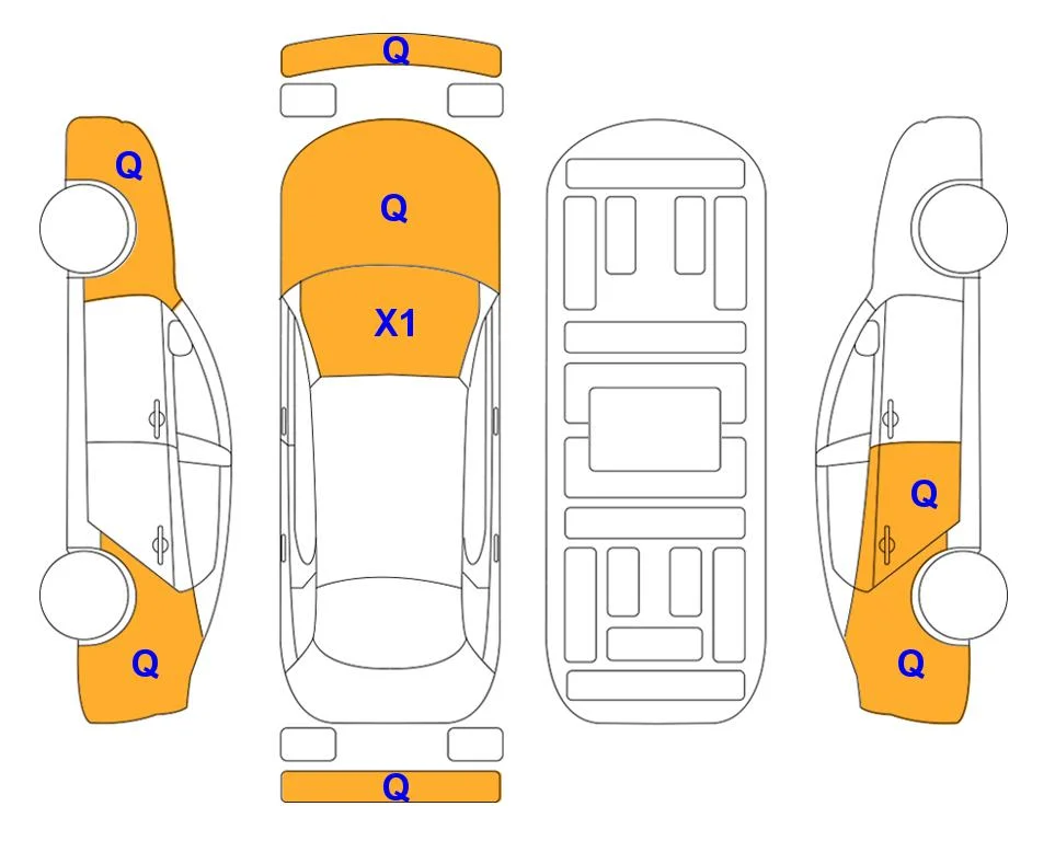 Схема кузова с отметками аукциона Lotte Auto Auction