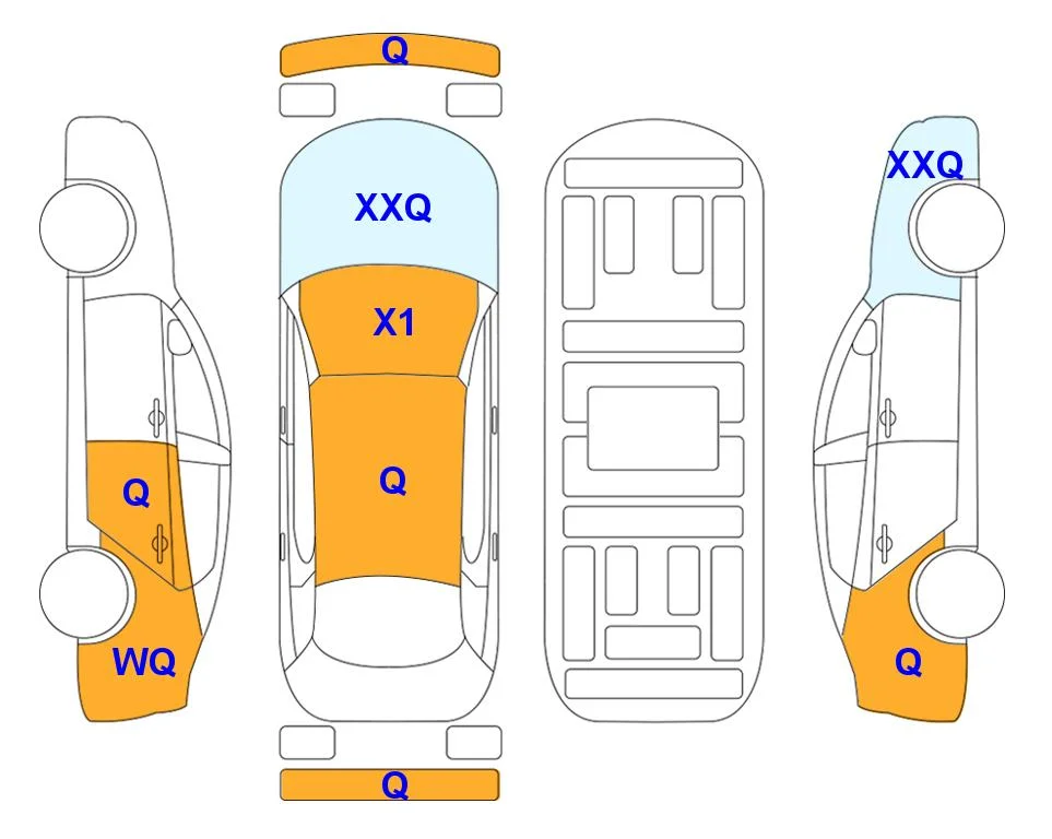 Body diagram with the marks of Lotte Auto Auction