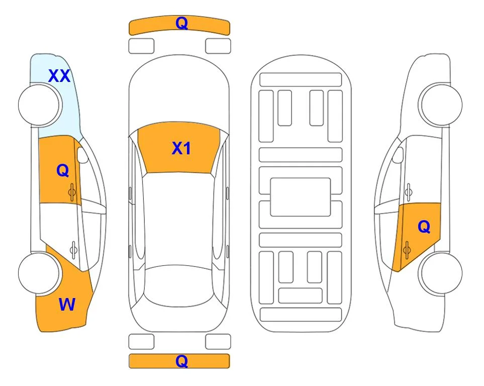 Схема кузова с отметками аукциона Lotte Auto Auction