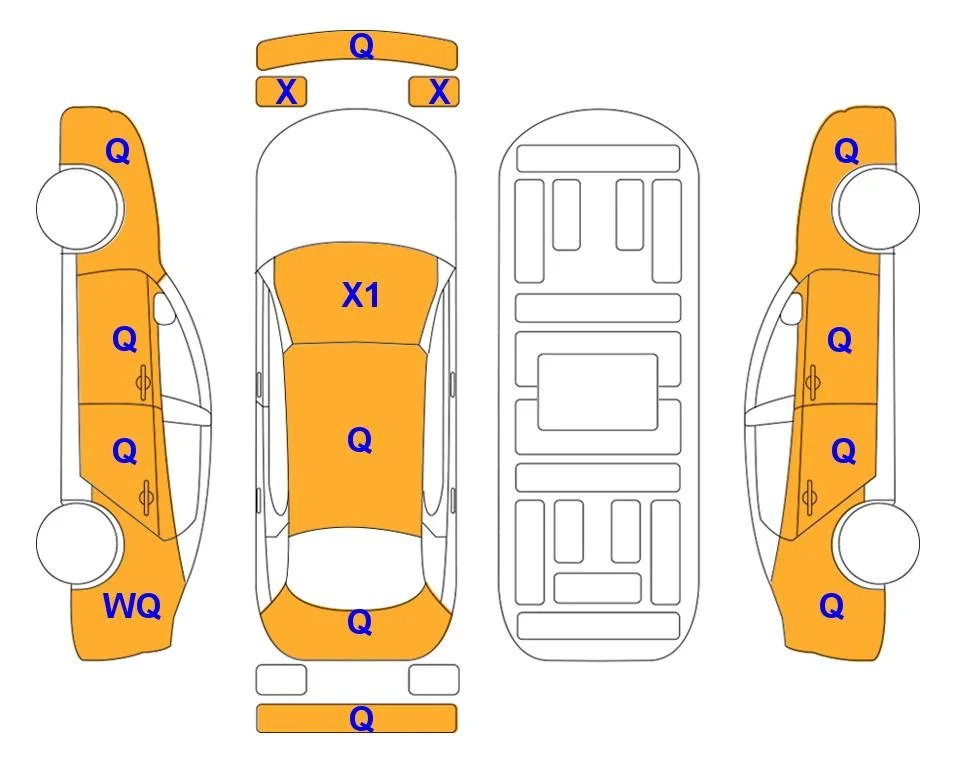 Схема кузова с отметками аукциона Lotte Auto Auction