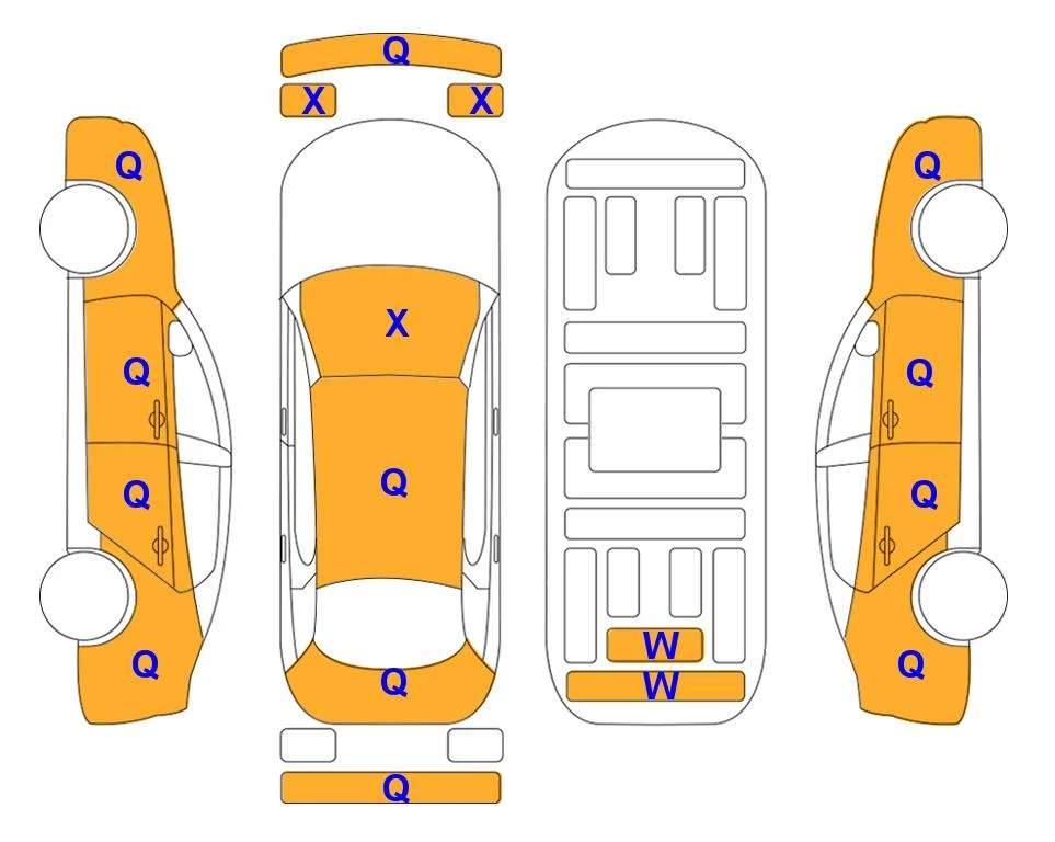 Схема кузова с отметками аукциона Lotte Auto Auction