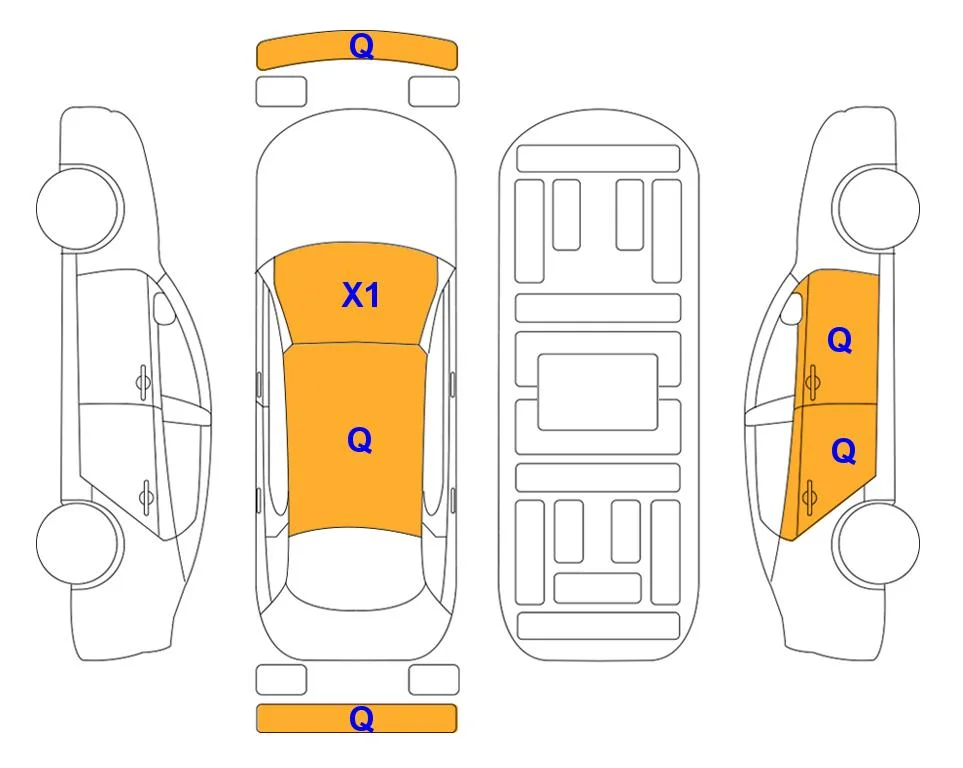 Body diagram with the marks of Lotte Auto Auction