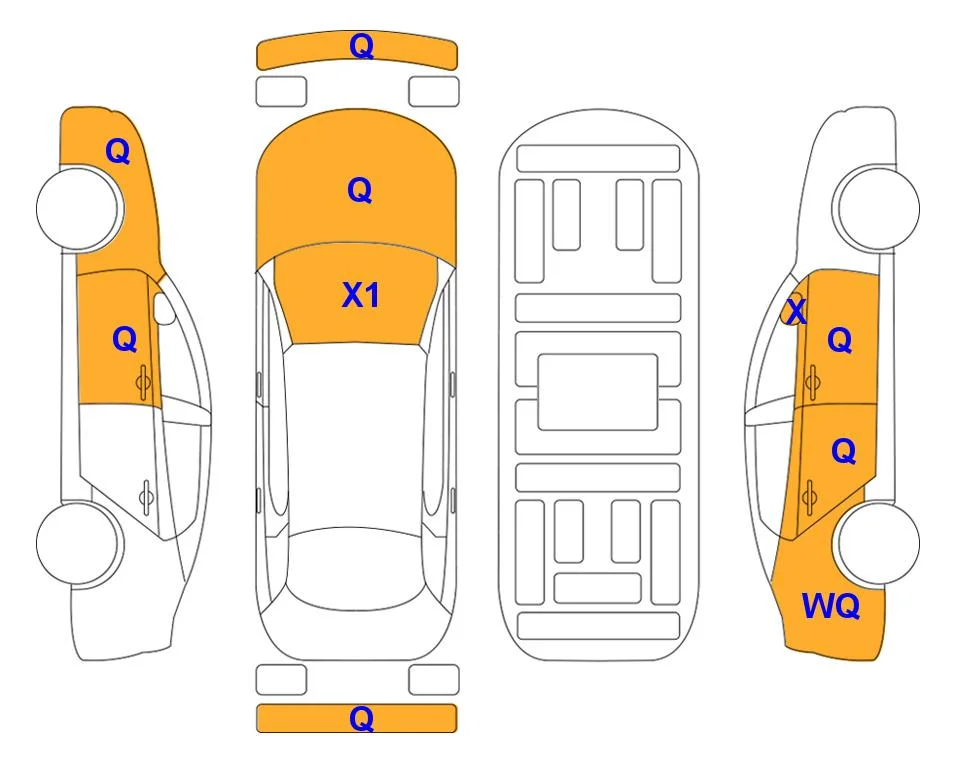Схема кузова с отметками аукциона Lotte Auto Auction