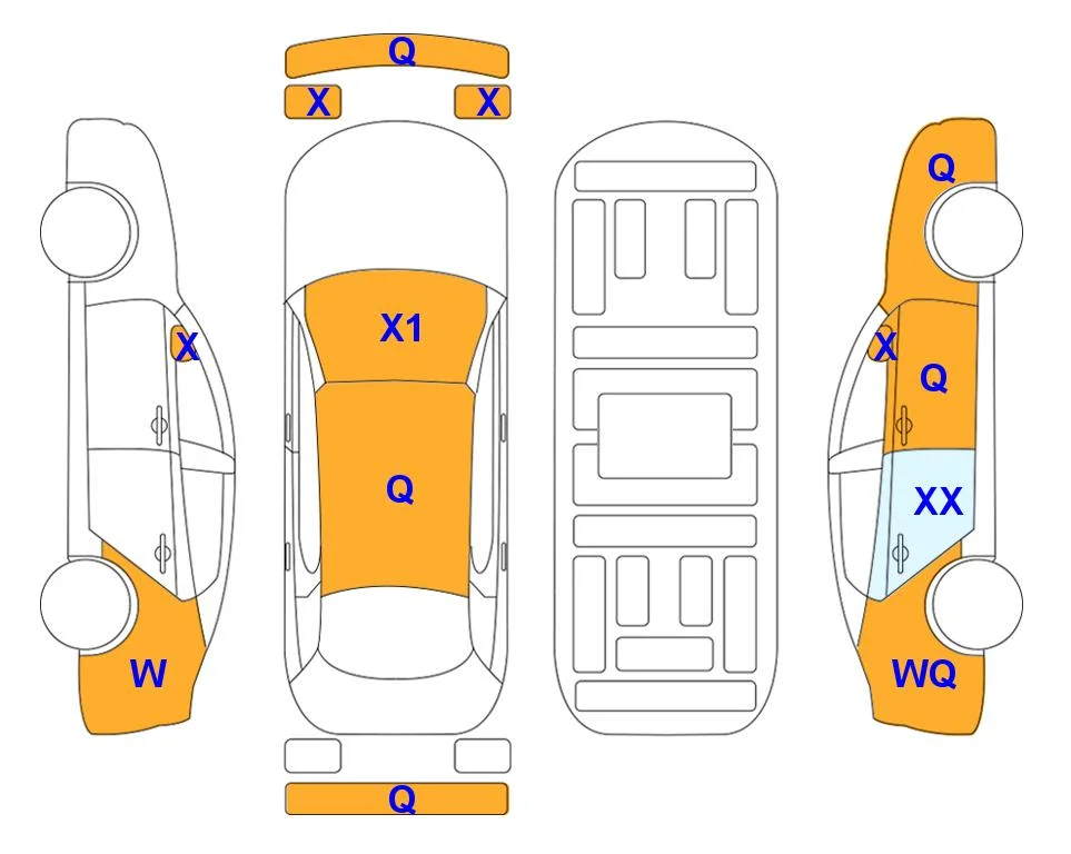 Схема кузова с отметками аукциона Lotte Auto Auction