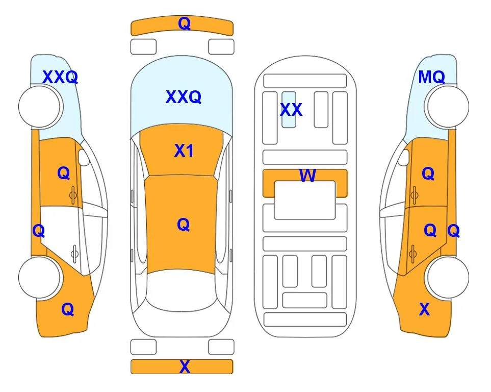 Схема кузова с отметками аукциона Lotte Auto Auction