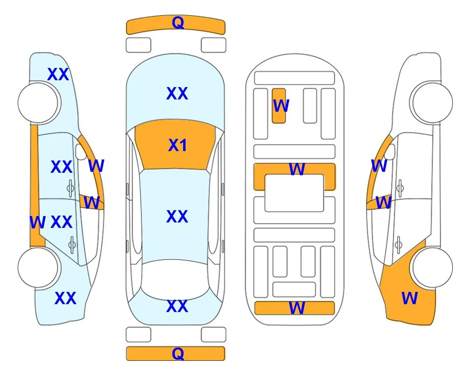Body diagram with the marks of Lotte Auto Auction