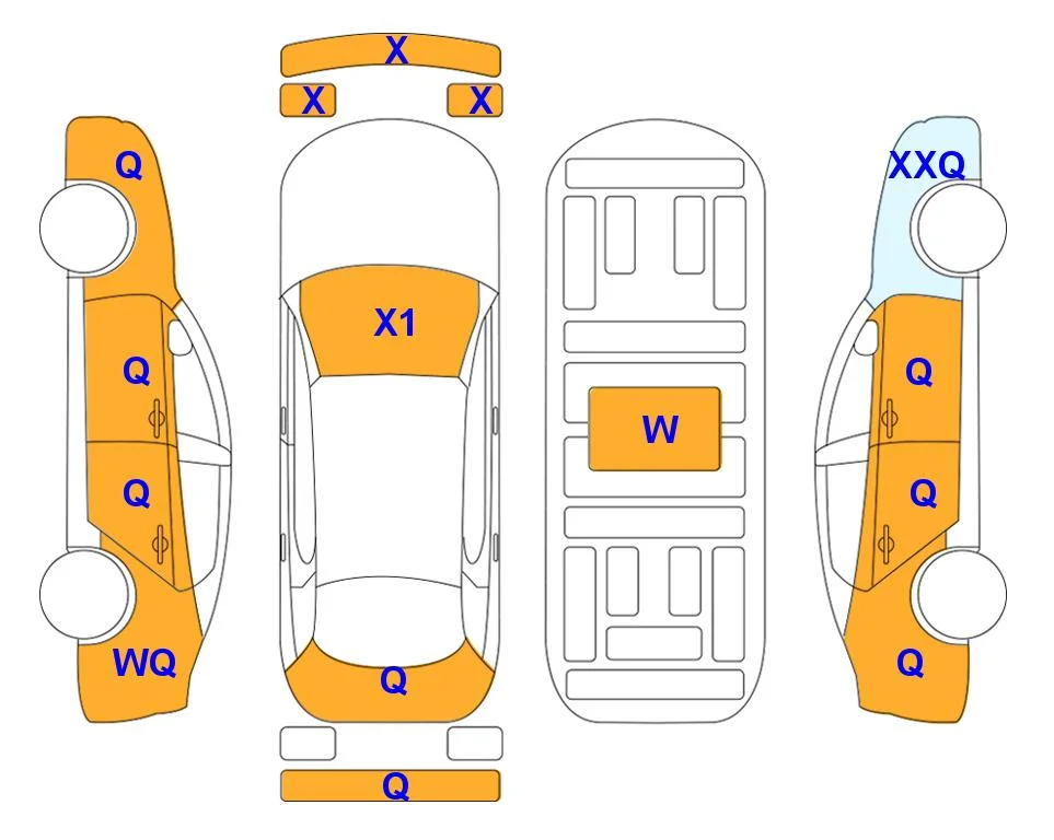 Body diagram with the marks of Lotte Auto Auction