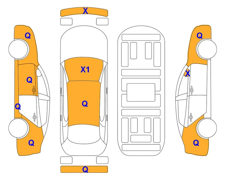 Схема кузова с отметками аукциона Lotte Auto Auction