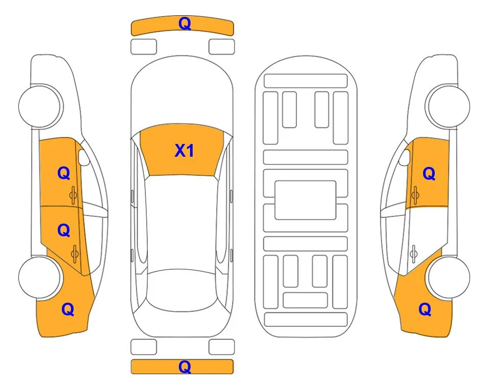 Схема кузова с отметками аукциона Lotte Auto Auction