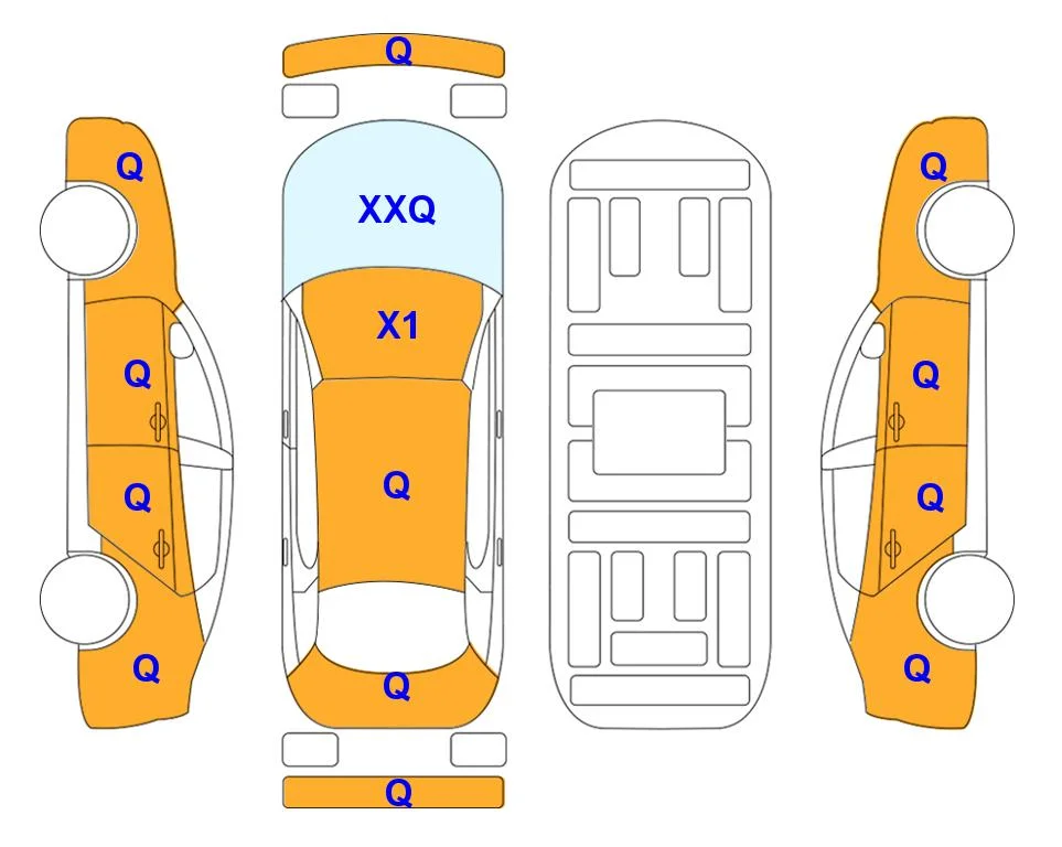 Схема кузова с отметками аукциона Lotte Auto Auction