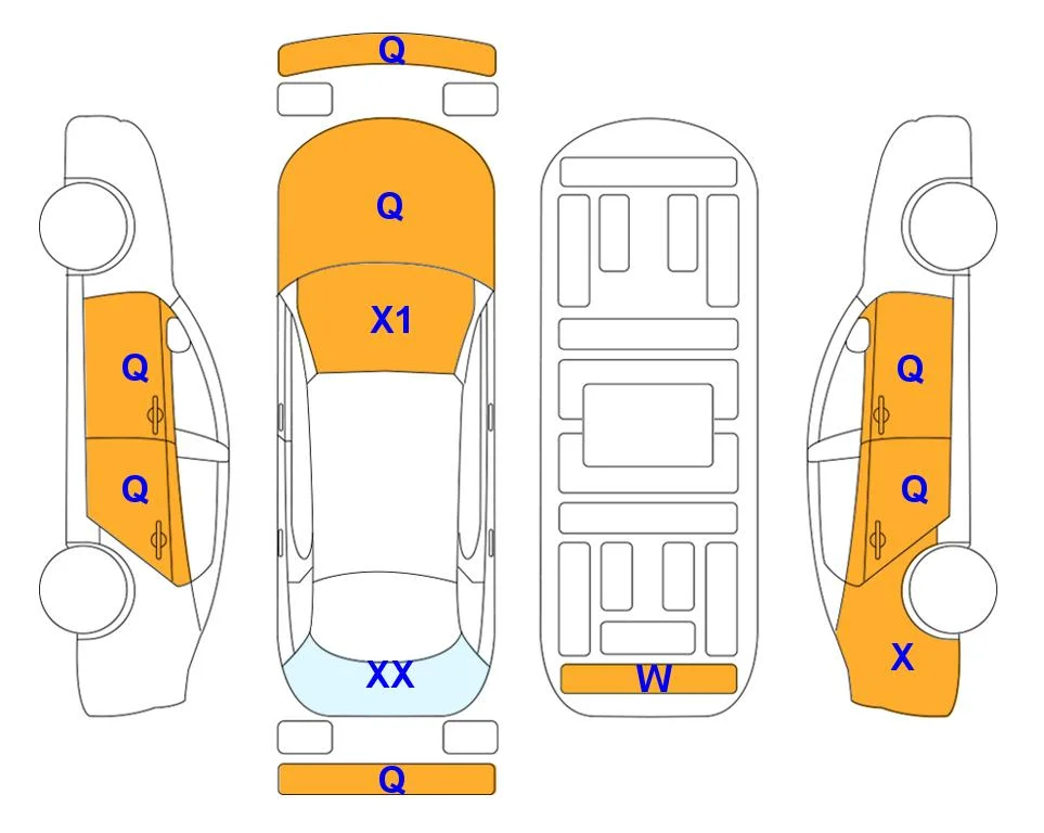 Схема кузова с отметками аукциона Lotte Auto Auction