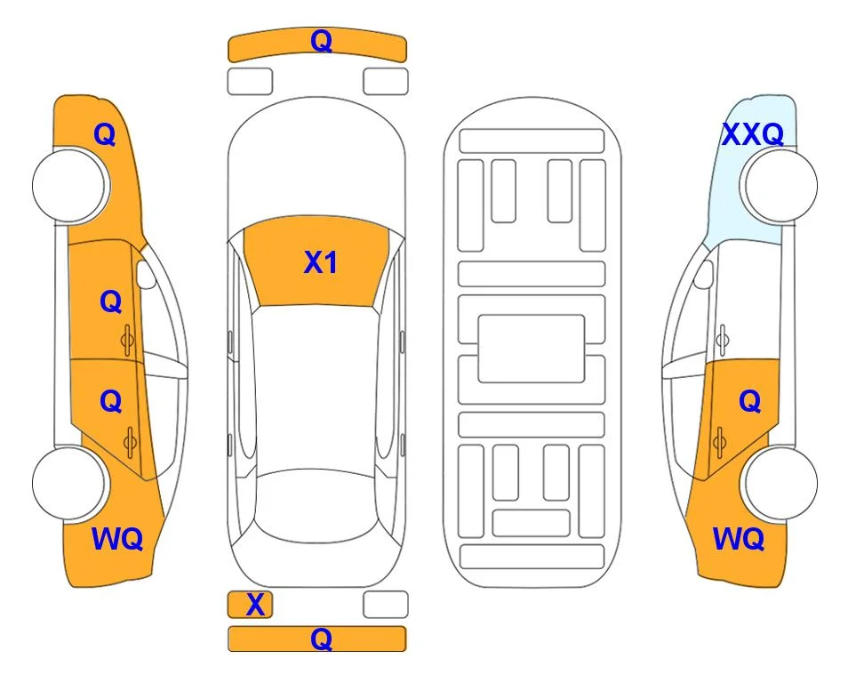 Body diagram with the marks of Lotte Auto Auction