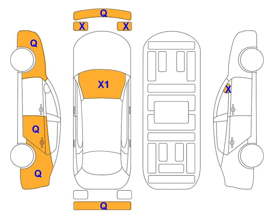 Схема кузова с отметками аукциона Lotte Auto Auction