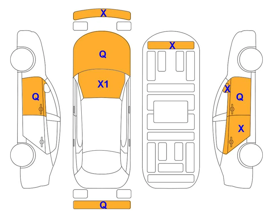 Body diagram with the marks of Lotte Auto Auction