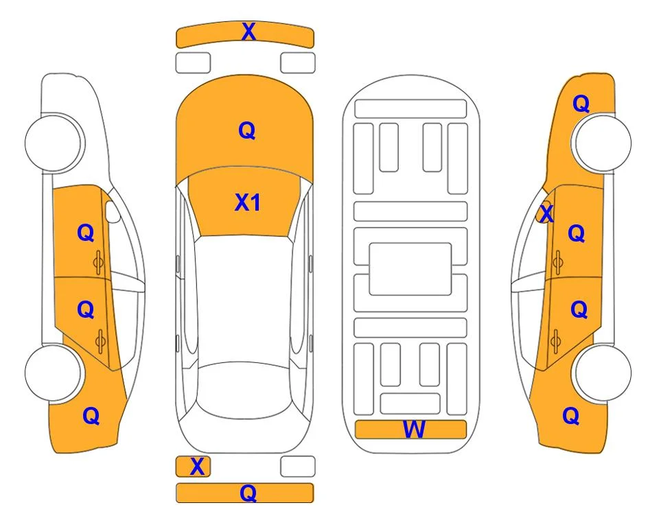 Схема кузова с отметками аукциона Lotte Auto Auction