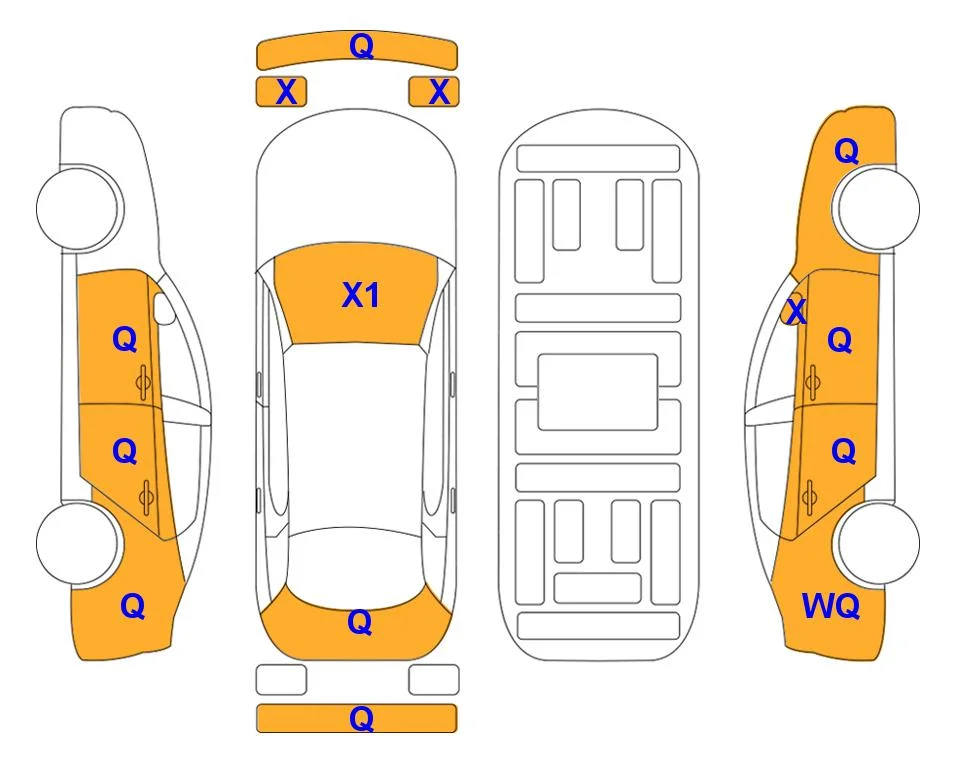 Схема кузова с отметками аукциона Lotte Auto Auction