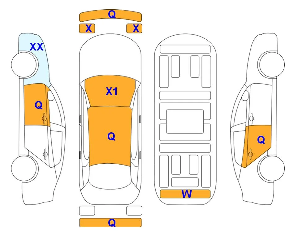 Схема кузова с отметками аукциона Lotte Auto Auction