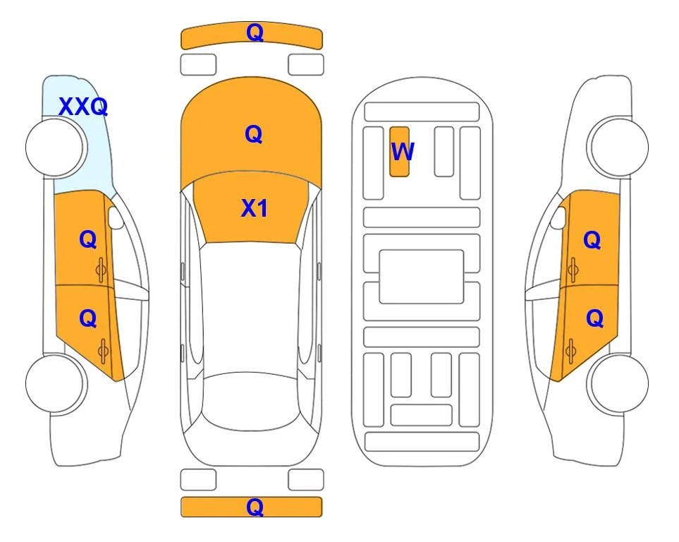 Схема кузова с отметками аукциона Lotte Auto Auction