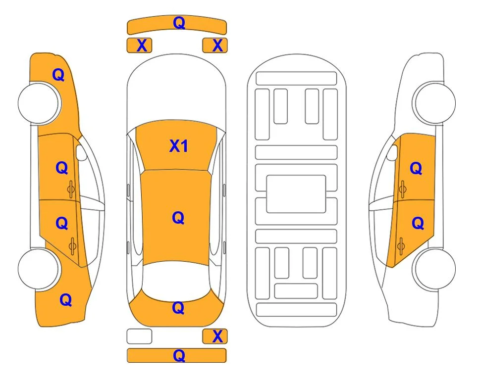 Схема кузова с отметками аукциона Lotte Auto Auction