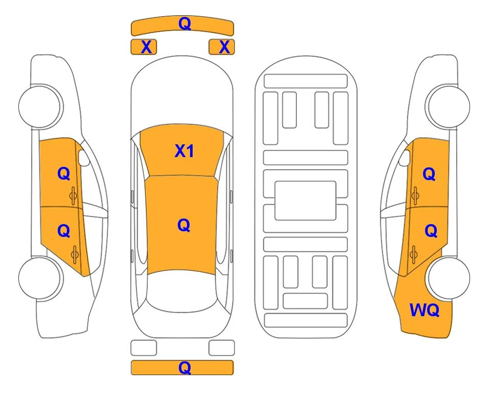 Схема кузова с отметками аукциона Lotte Auto Auction