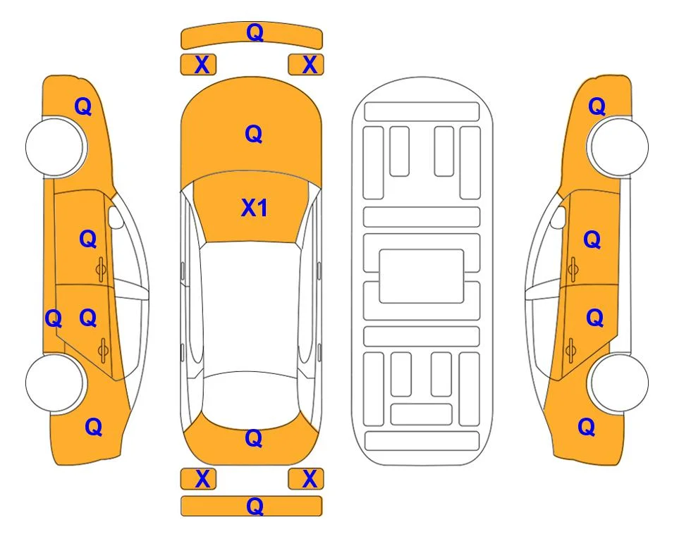 Схема кузова с отметками аукциона Lotte Auto Auction