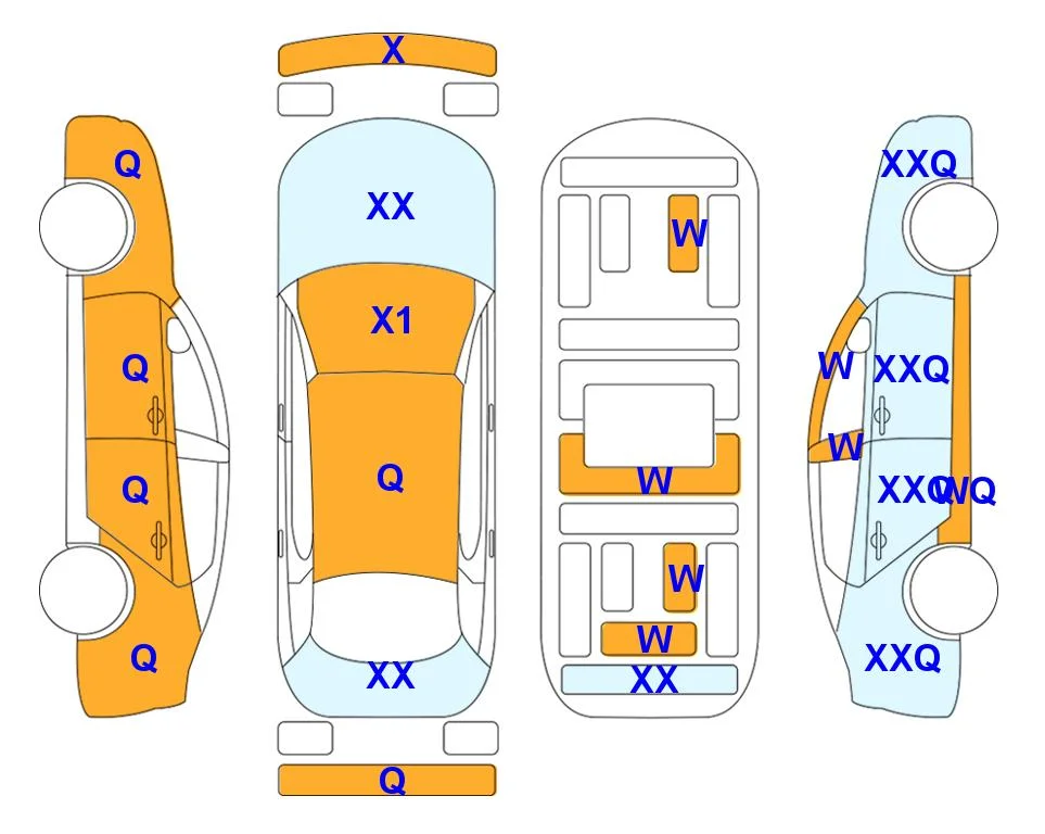 Body diagram with the marks of Lotte Auto Auction