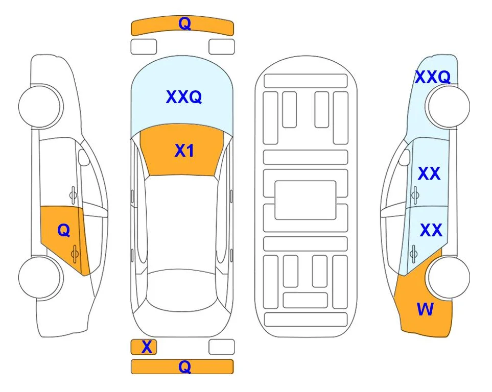 Схема кузова с отметками аукциона Lotte Auto Auction
