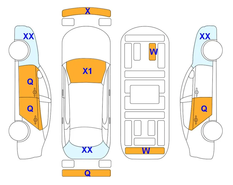Body diagram with the marks of Lotte Auto Auction